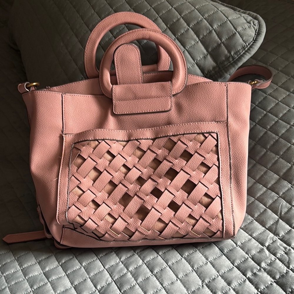 Pink Woven Tote Bag